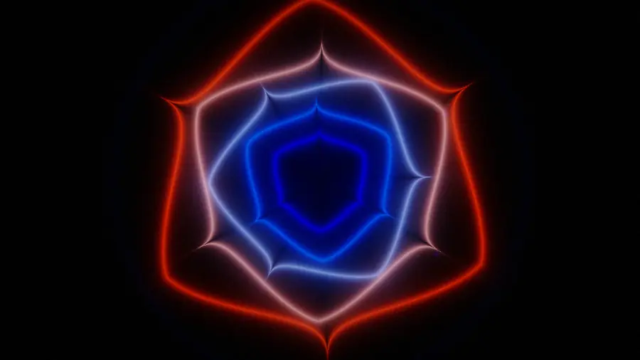 Concentric red, white and blue supershape outlines against black